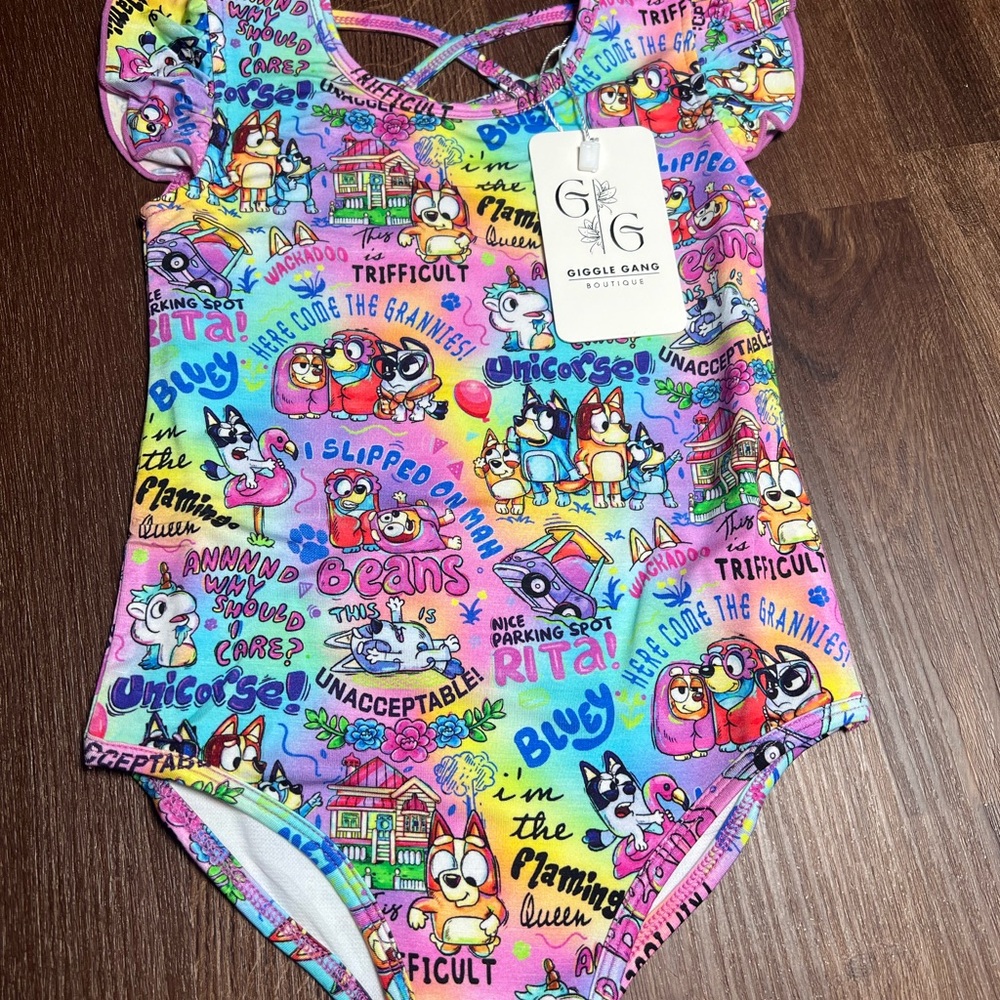 Colorful Bluey Printed Kids Bodysuit 2T
